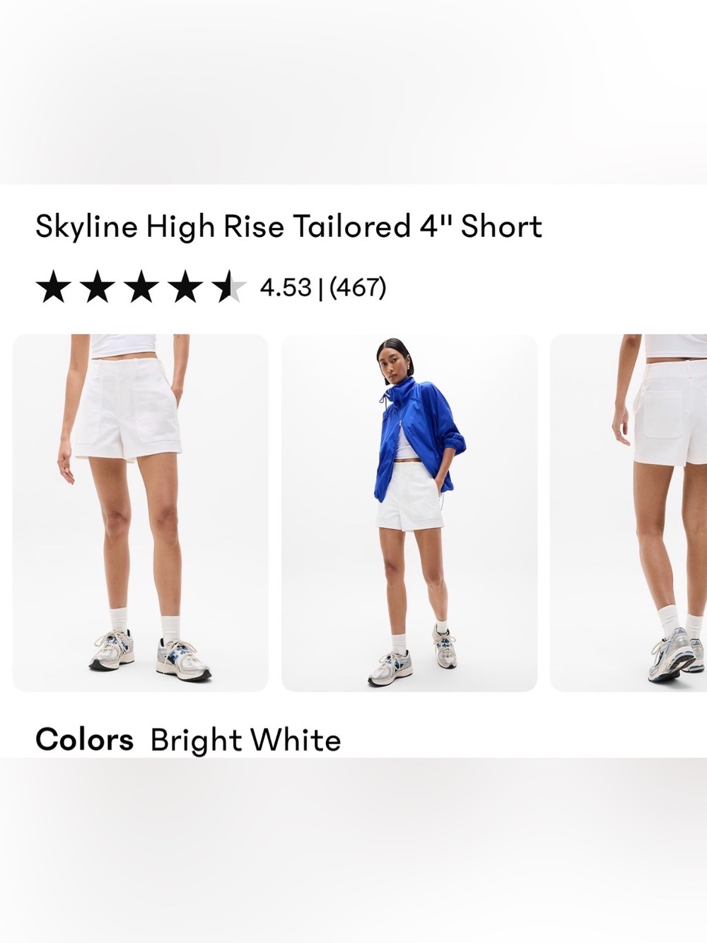 ATHLETA Skyline High Rise Tailored 4" Short // white // size 10